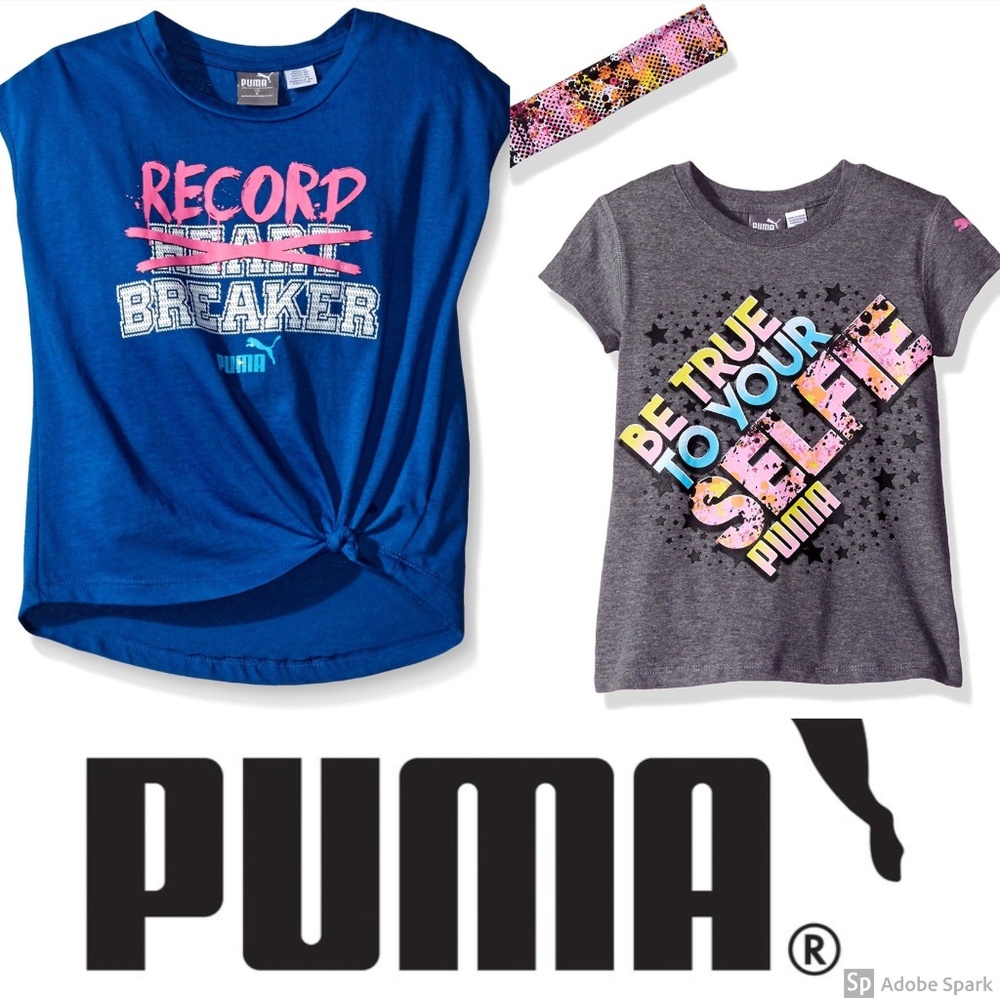 Puma Girl size 5 Short Sleeve Tee Top Lot‎ NWT